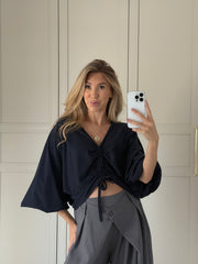 Sienna Ruched Top - navy