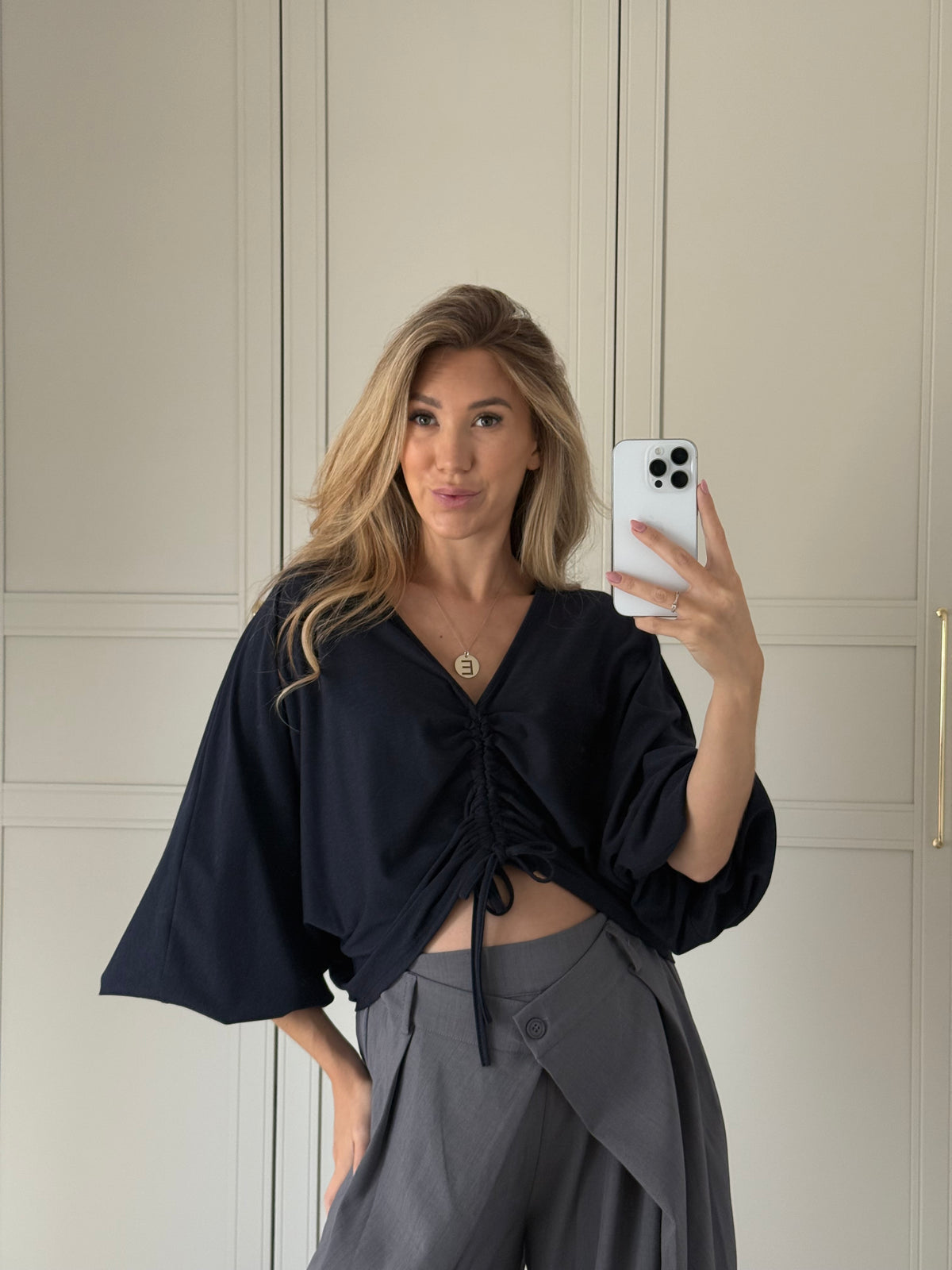 Sienna Ruched Top - navy