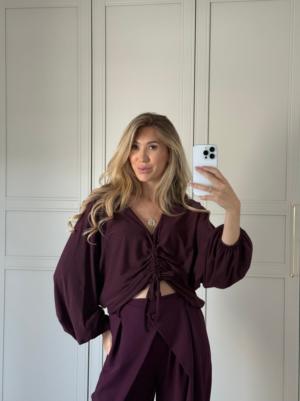 Sienna Ruched Top - Bordeaux