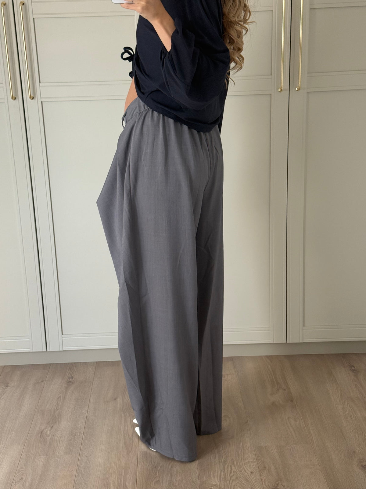 Wide leg pantalon - grijs
