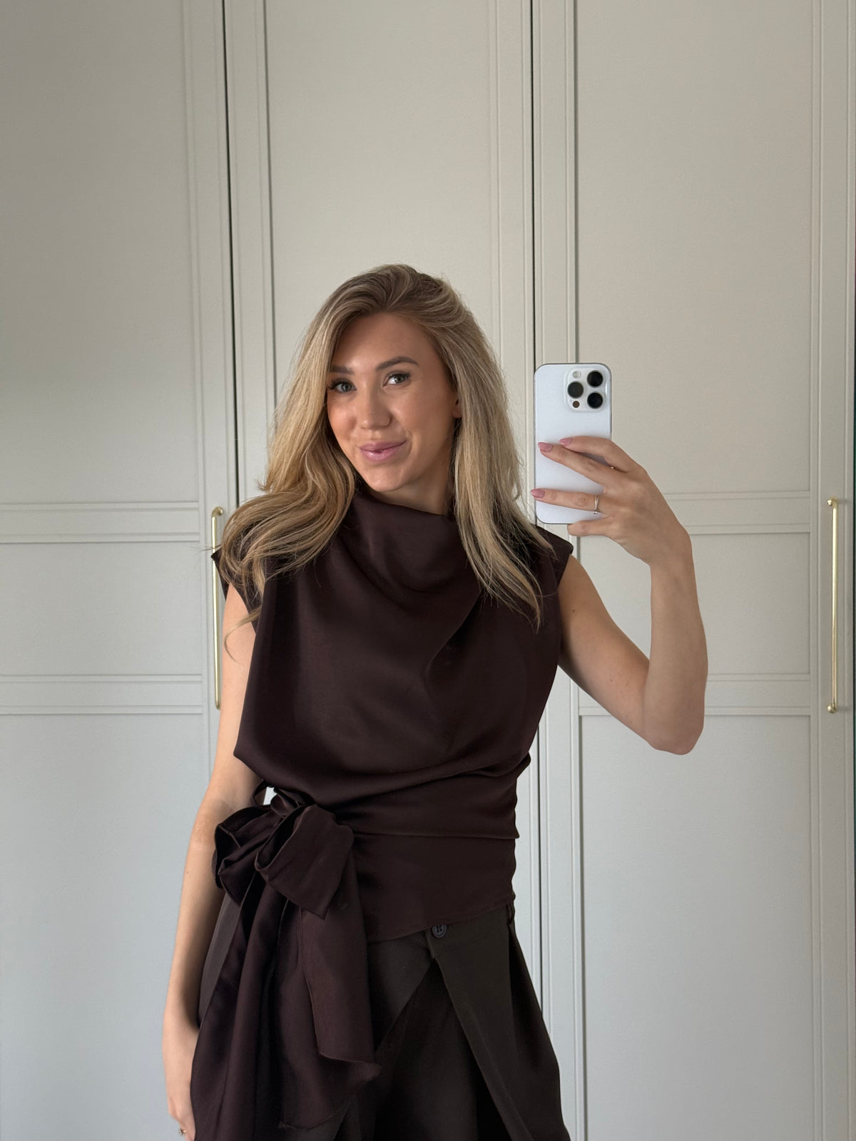 Drape top - bruin