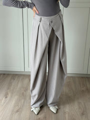 Wide leg pantalon - lichtgrijs