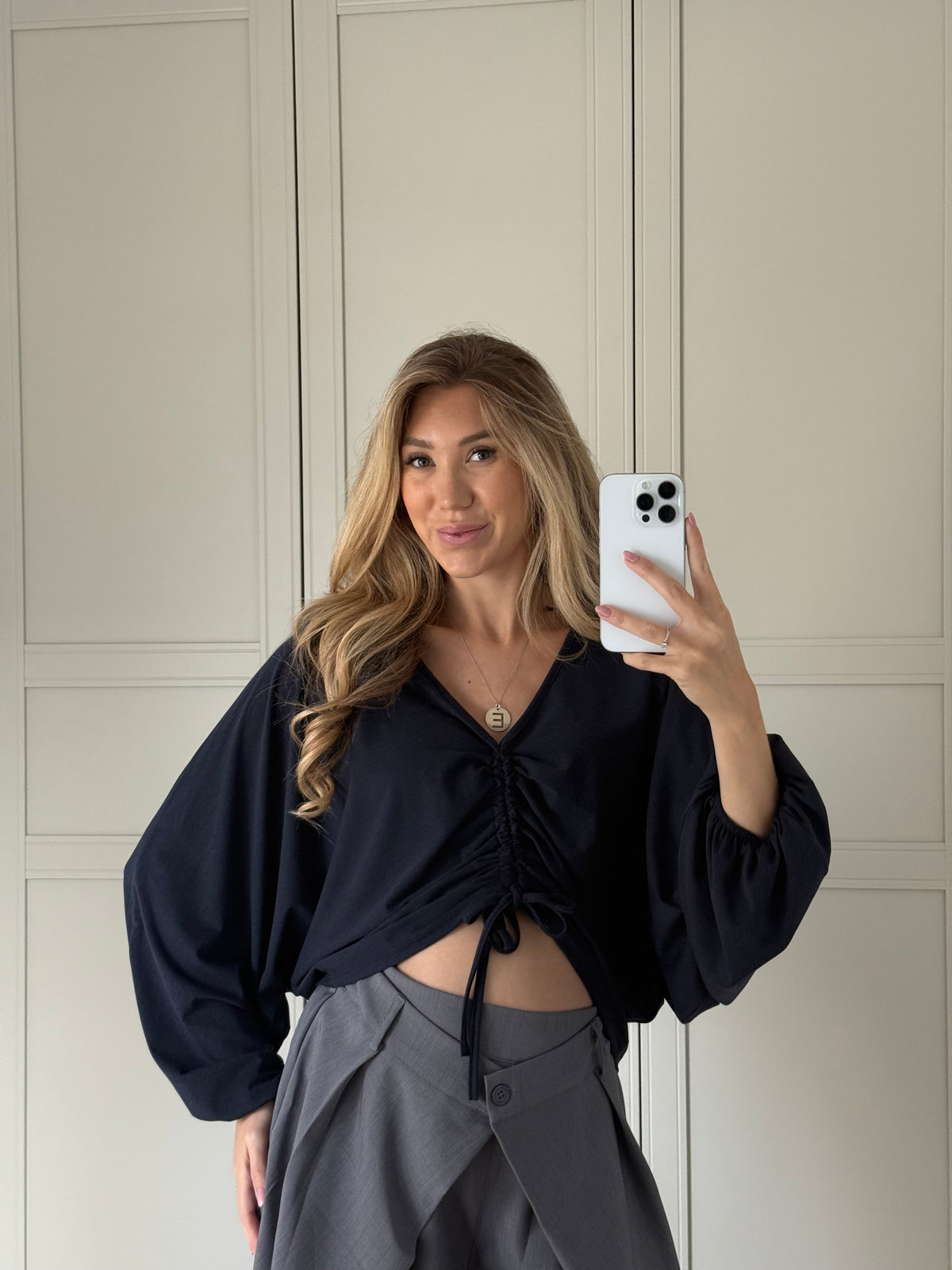 Sienna Ruched Top - navy