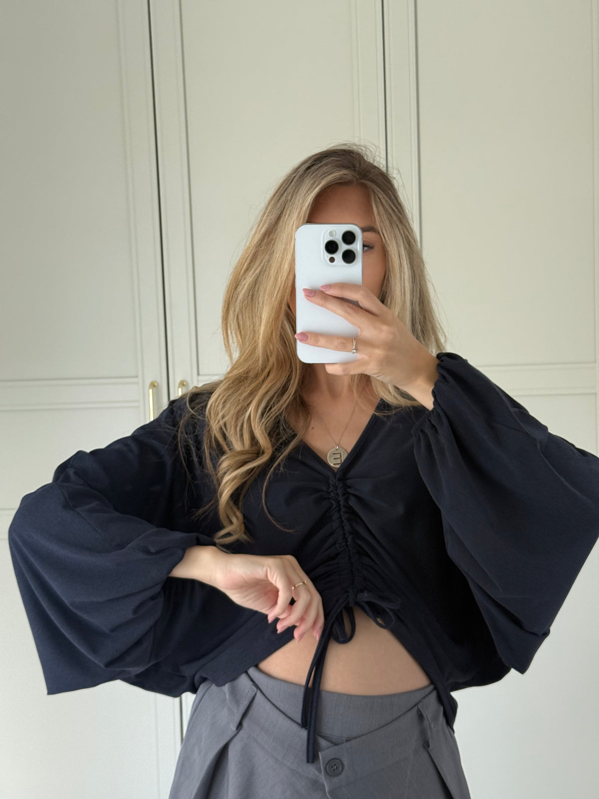 Sienna Ruched Top - navy