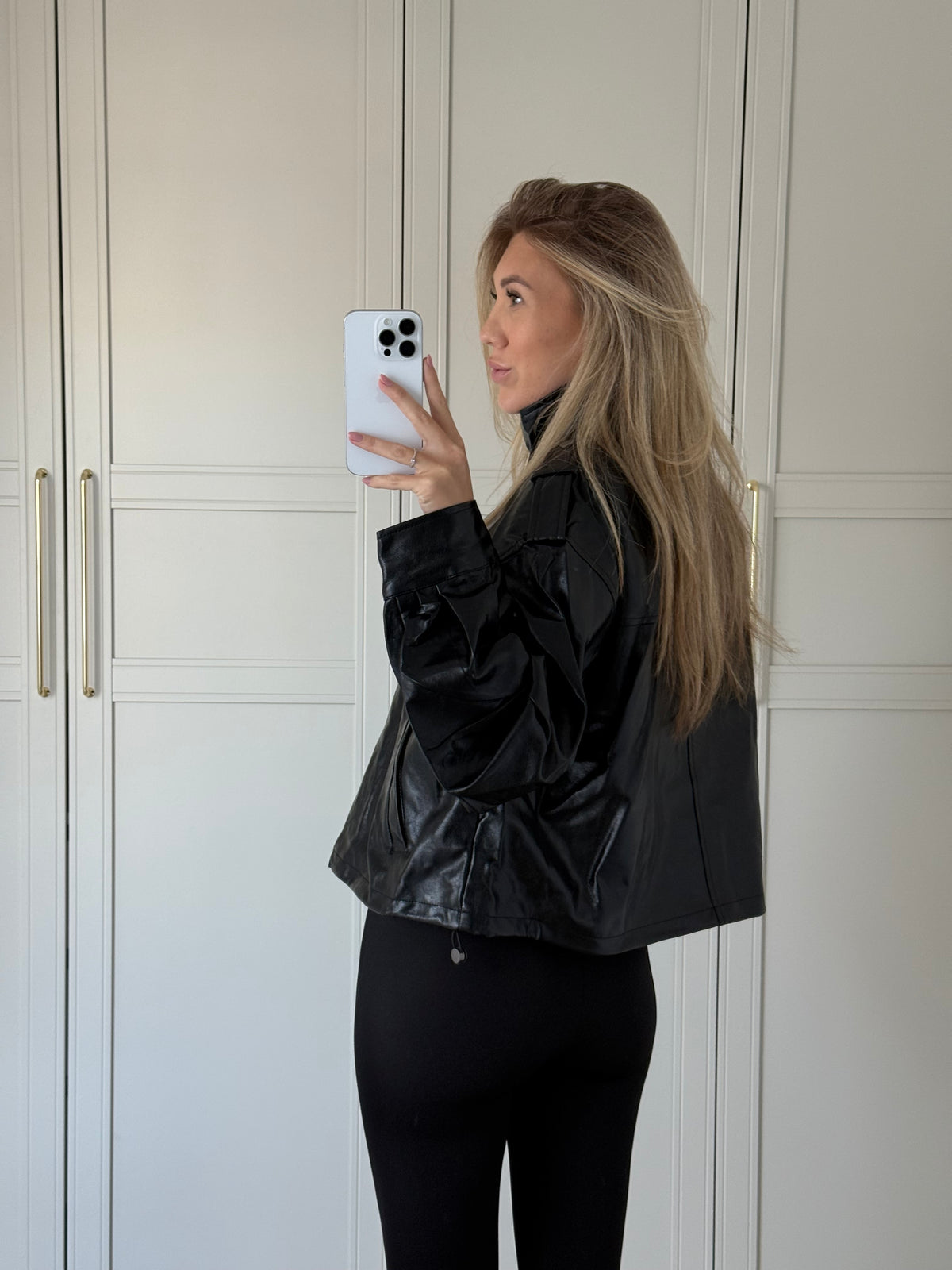 Oversized Leather Look Jacket