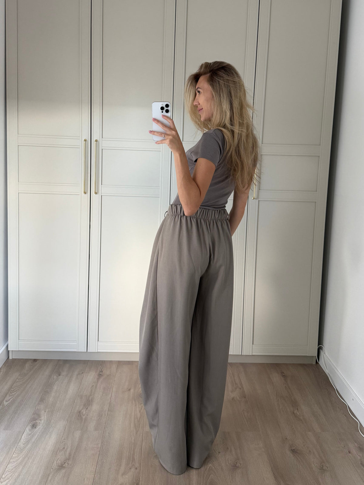 Wide leg pantalon - grijs