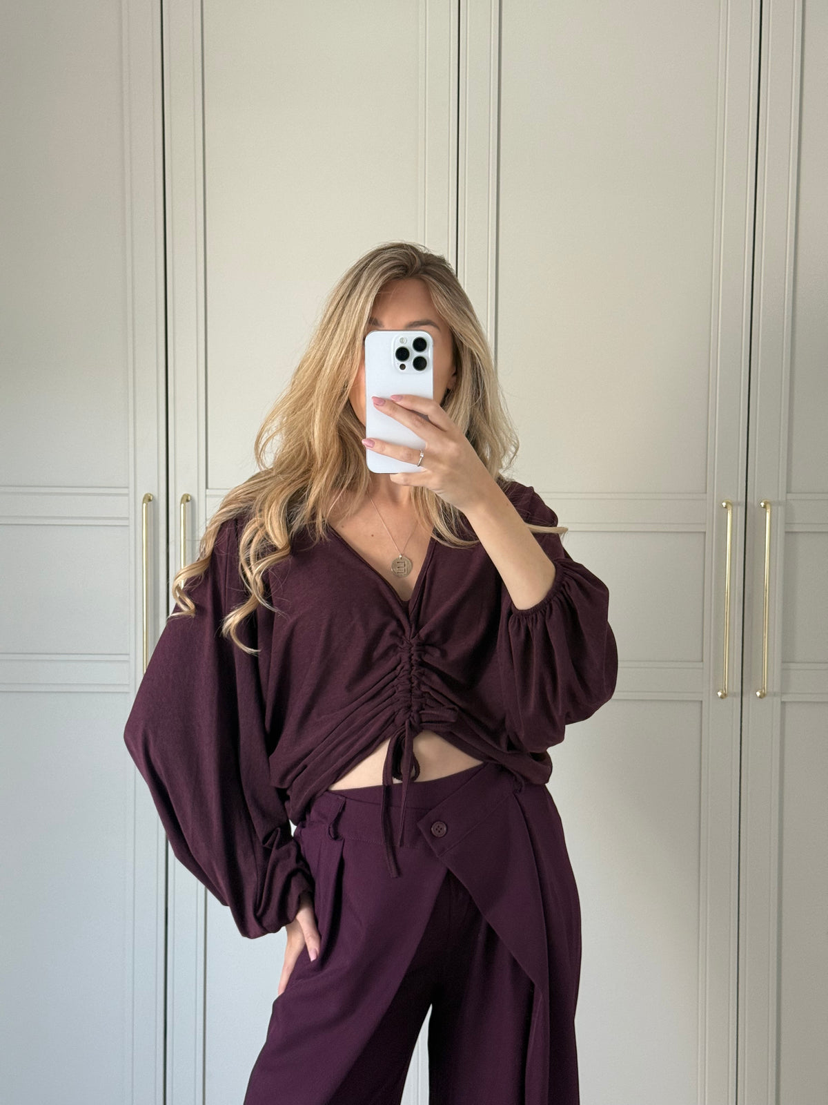 Sienna Ruched Top - Bordeaux