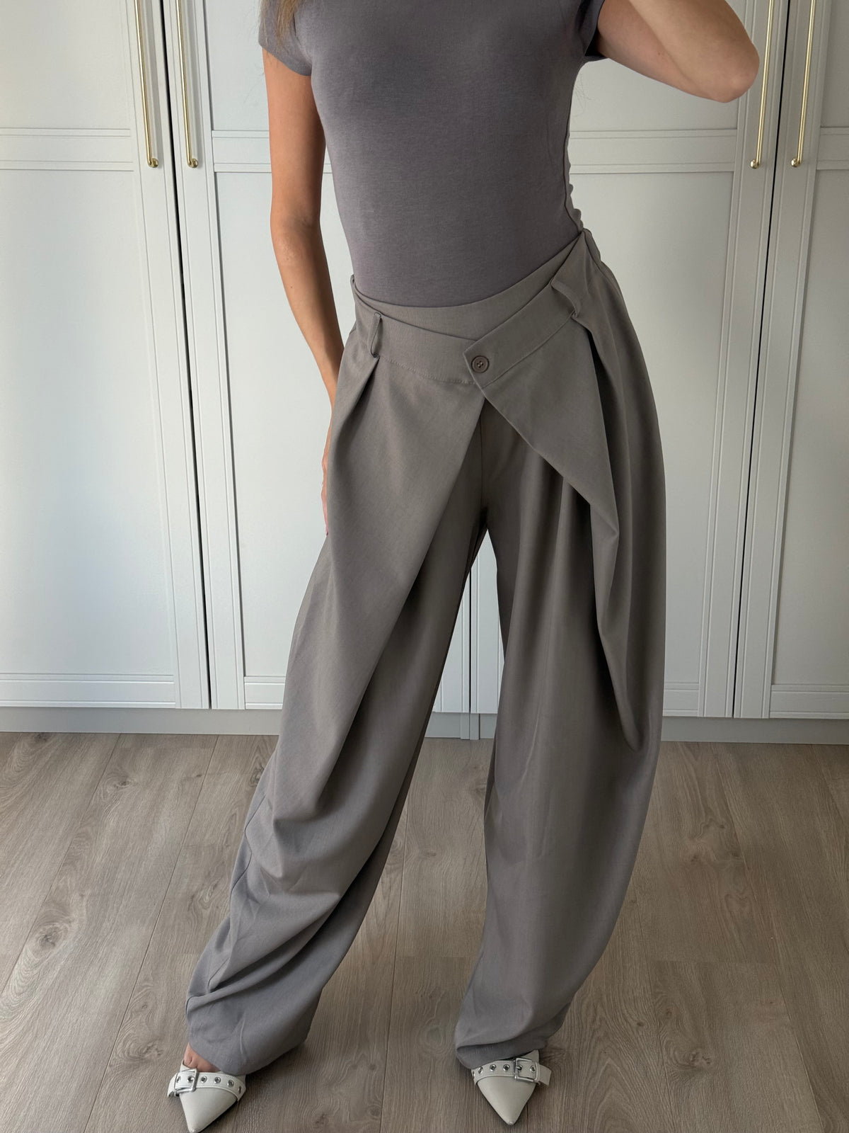 Wide leg pantalon - grijs