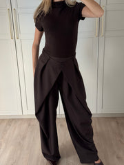 Wide leg pantalon - bruin