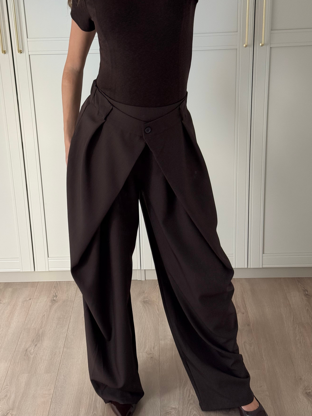 Wide leg pantalon - bruin