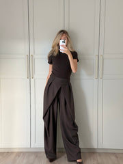 Wide leg pantalon - bruin