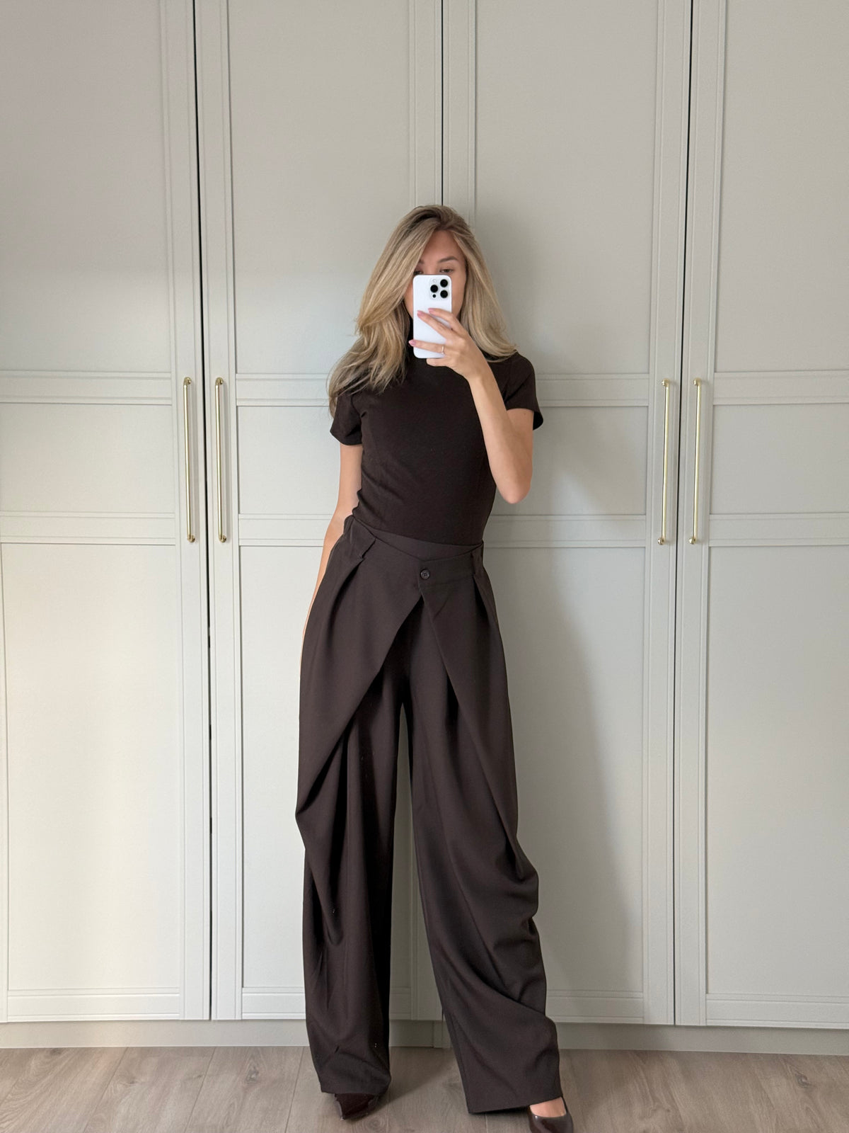 Wide leg pantalon - bruin