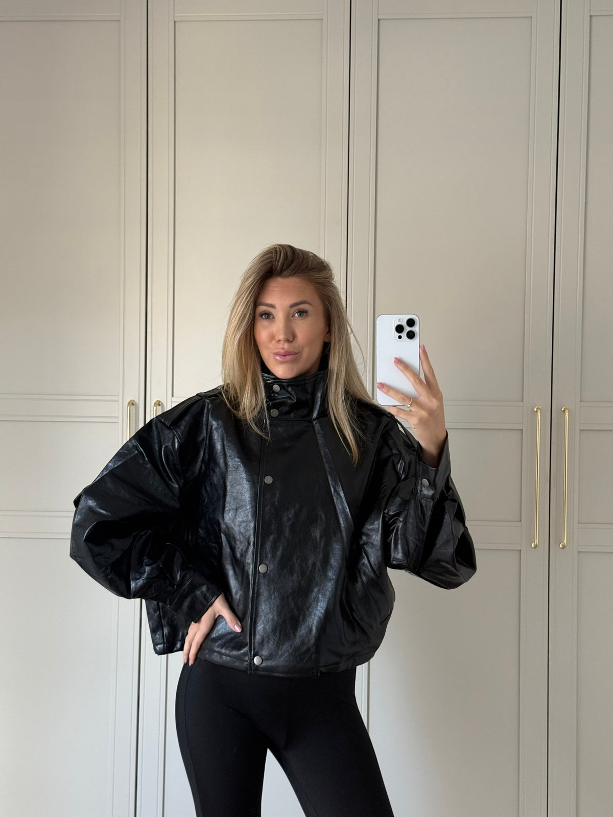 Oversized Leather Look Jacket