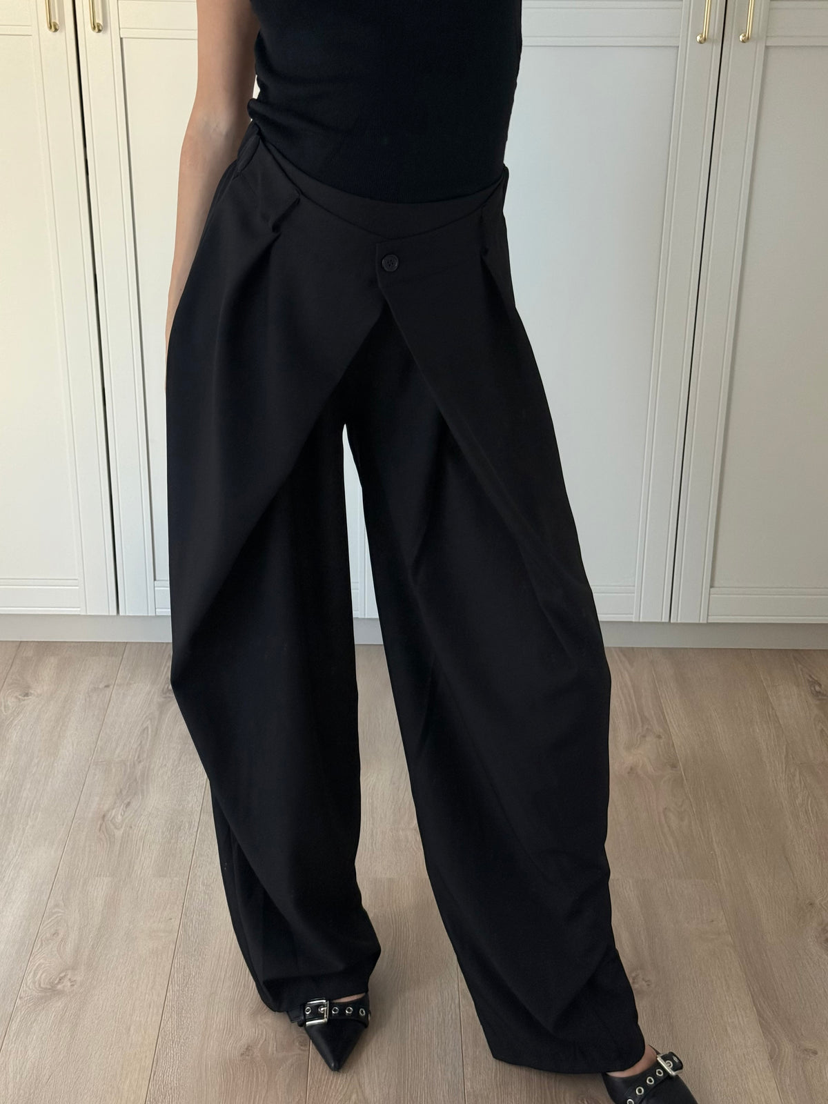 Wide leg pantalon - zwart