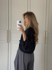 Sienna Ruched Top - navy