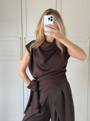Drape top - bruin