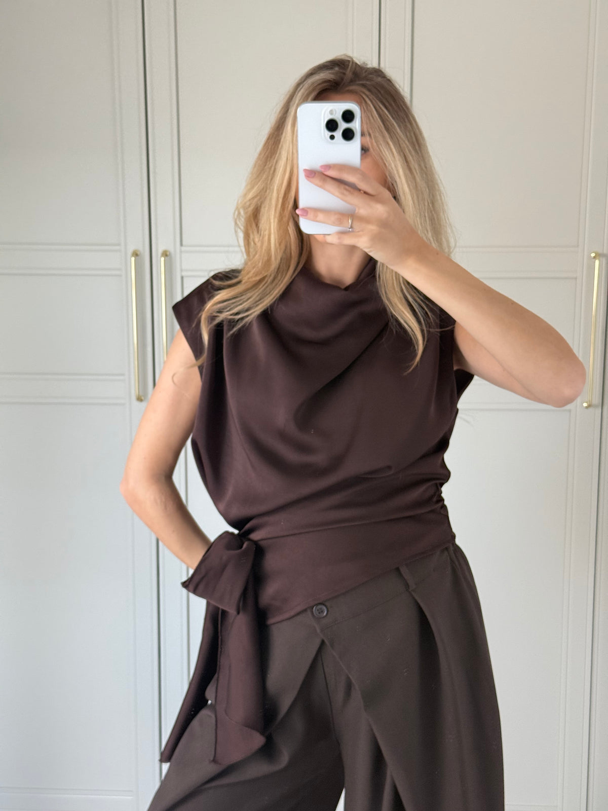 Drape top - bruin