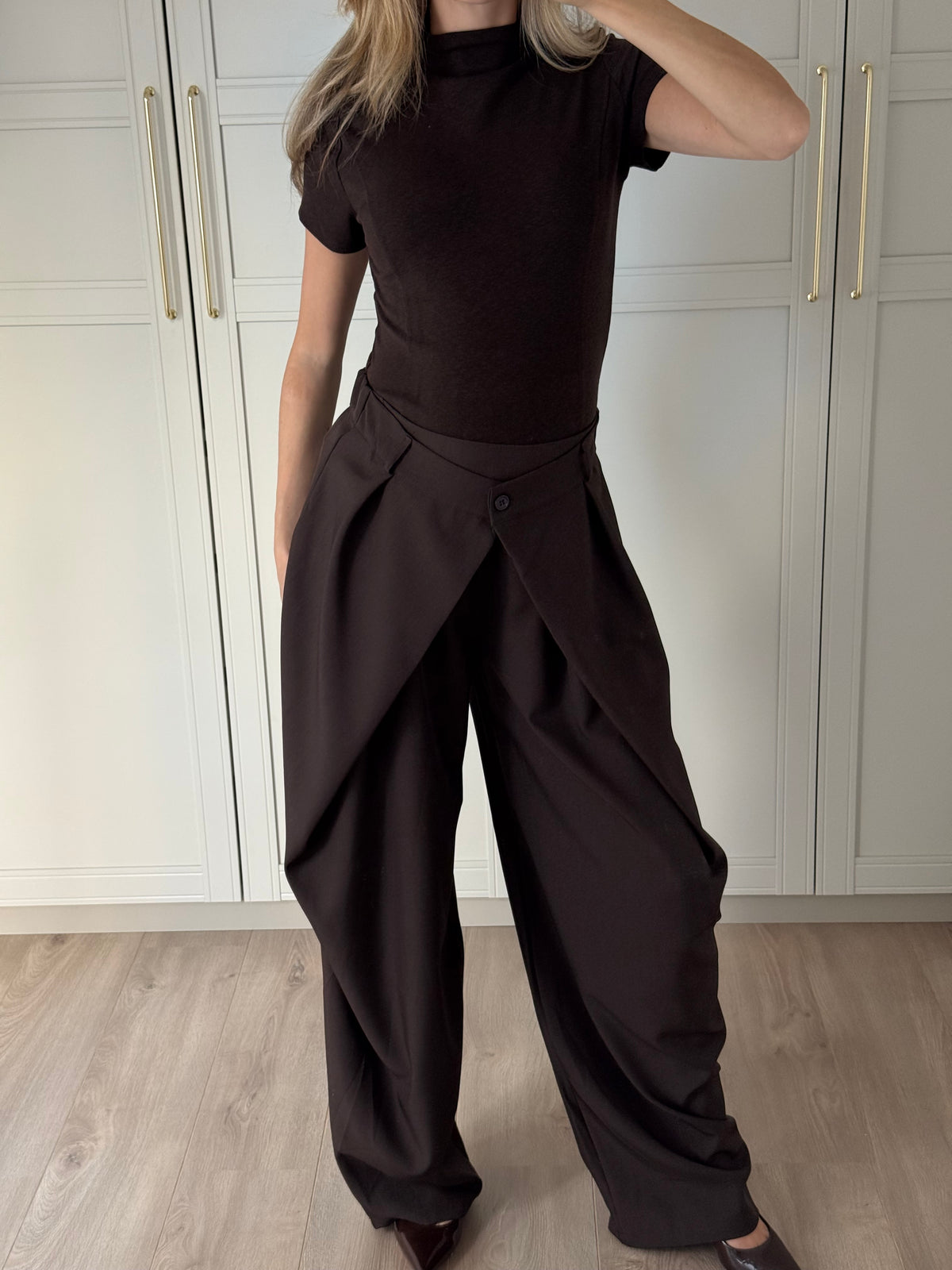 Wide leg pantalon - bruin