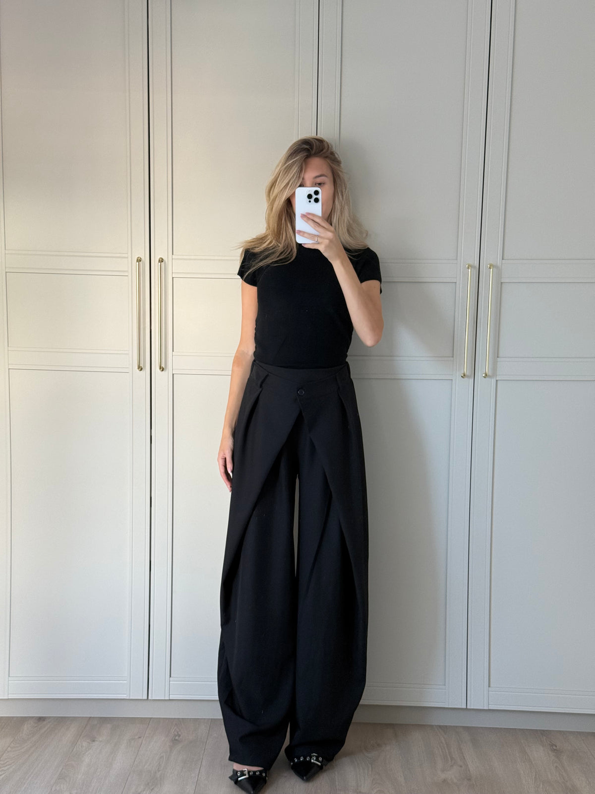 Wide leg pantalon - zwart