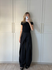 Wide leg pantalon - zwart