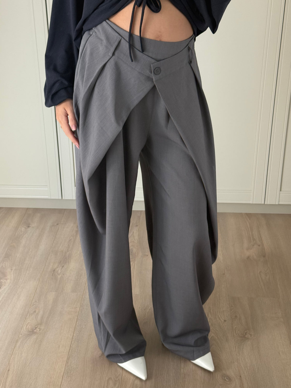 Wide leg pantalon - grijs