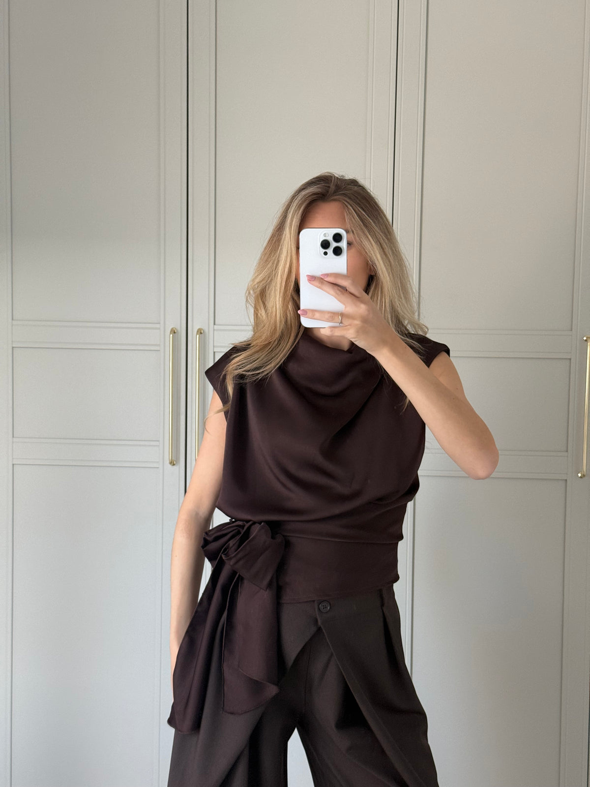 Drape top - bruin