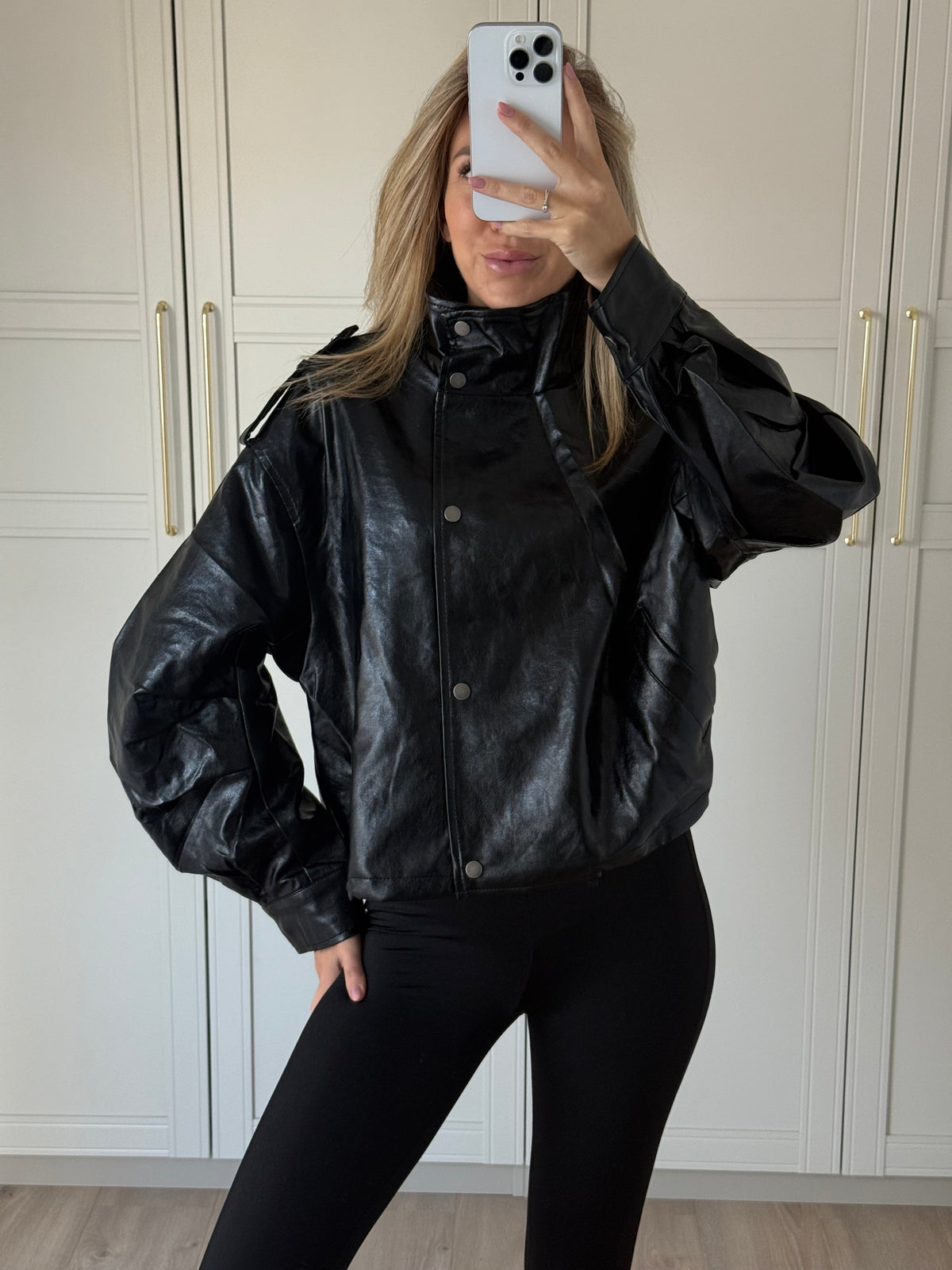 Oversized Leather Look Jacket