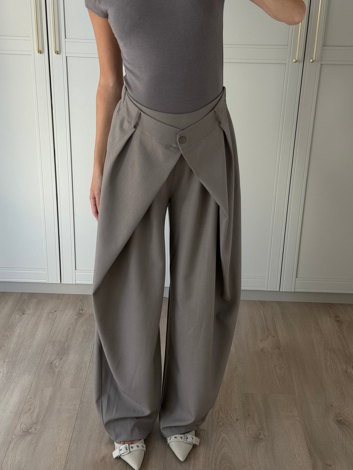 Wide leg pantalon - grijs