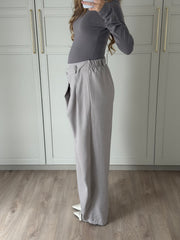 Wide leg pantalon - lichtgrijs