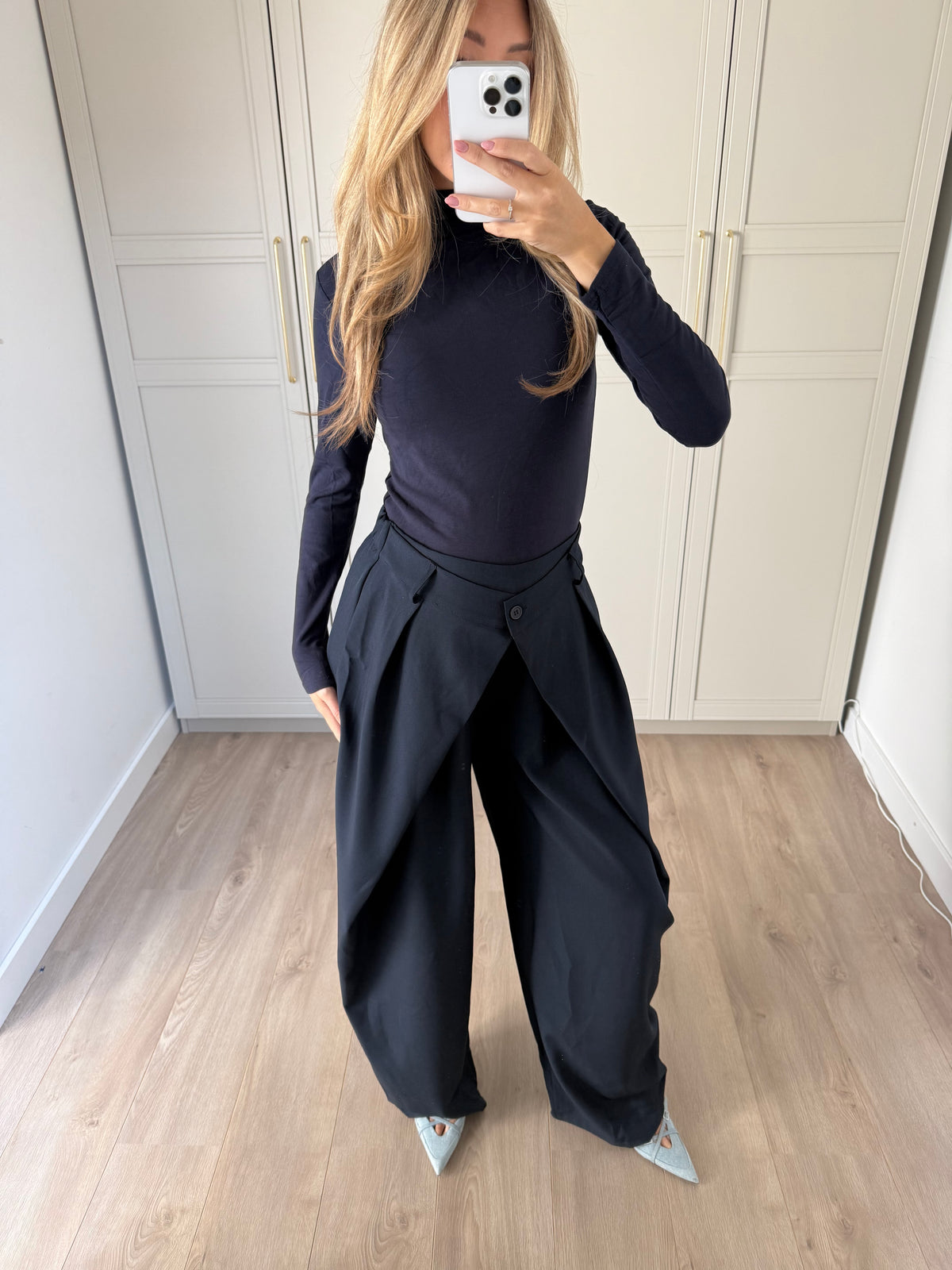 Wide leg pantalon - navy