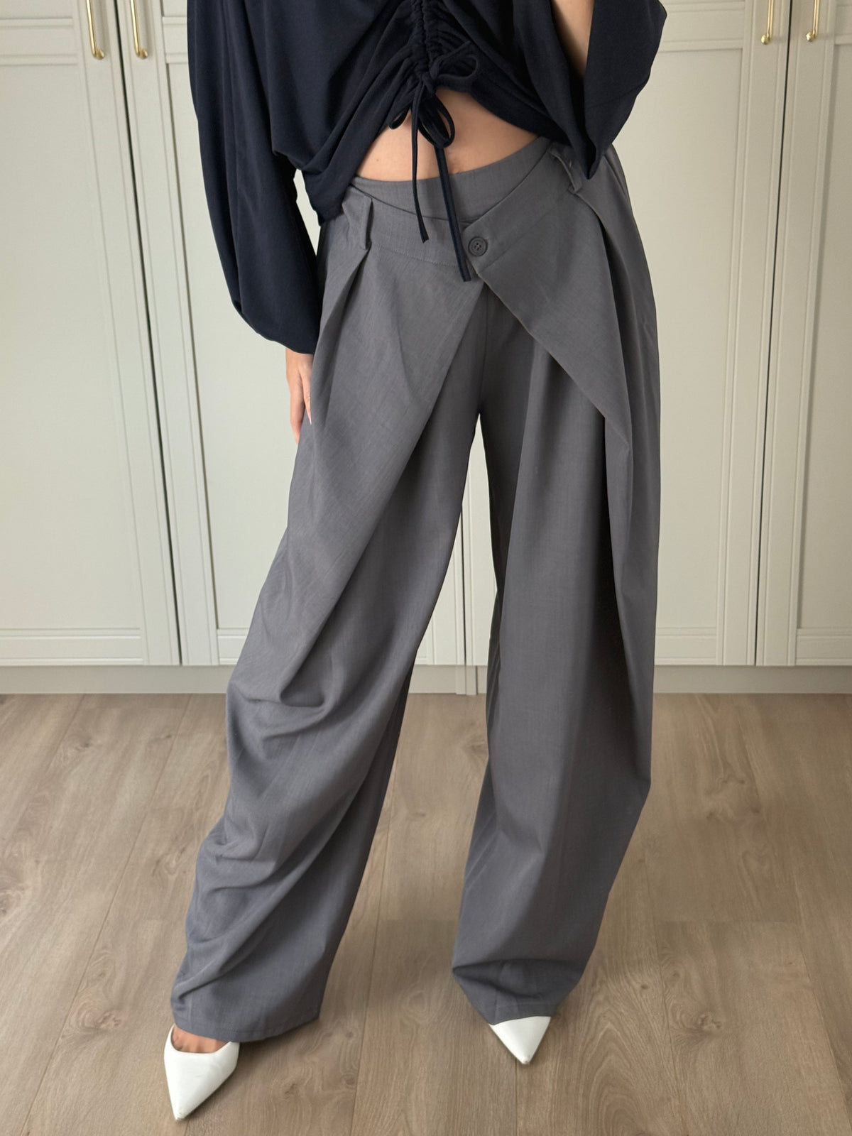 Wide leg pantalon - grijs