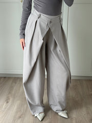 Wide leg pantalon - lichtgrijs
