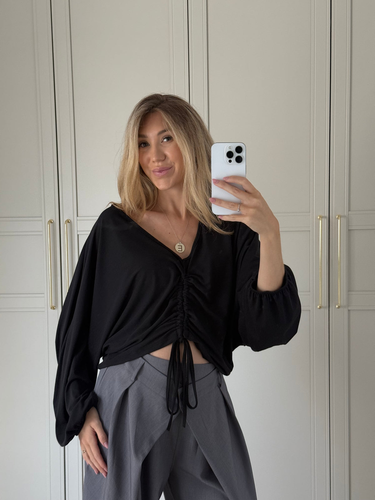 Sienna Ruched Top - zwart