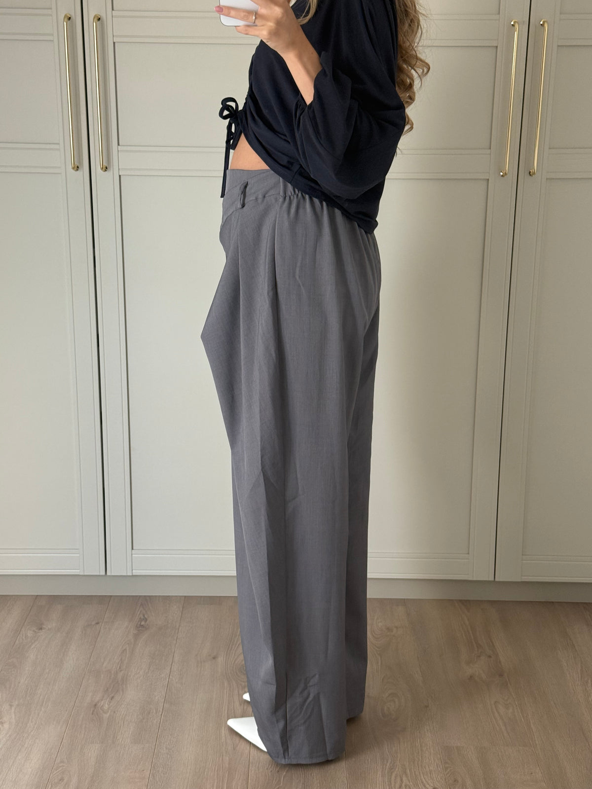 Wide leg pantalon - grijs