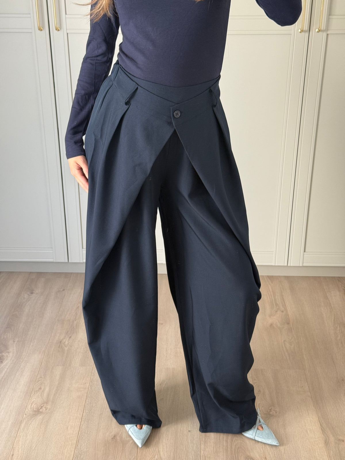 Wide leg pantalon - navy