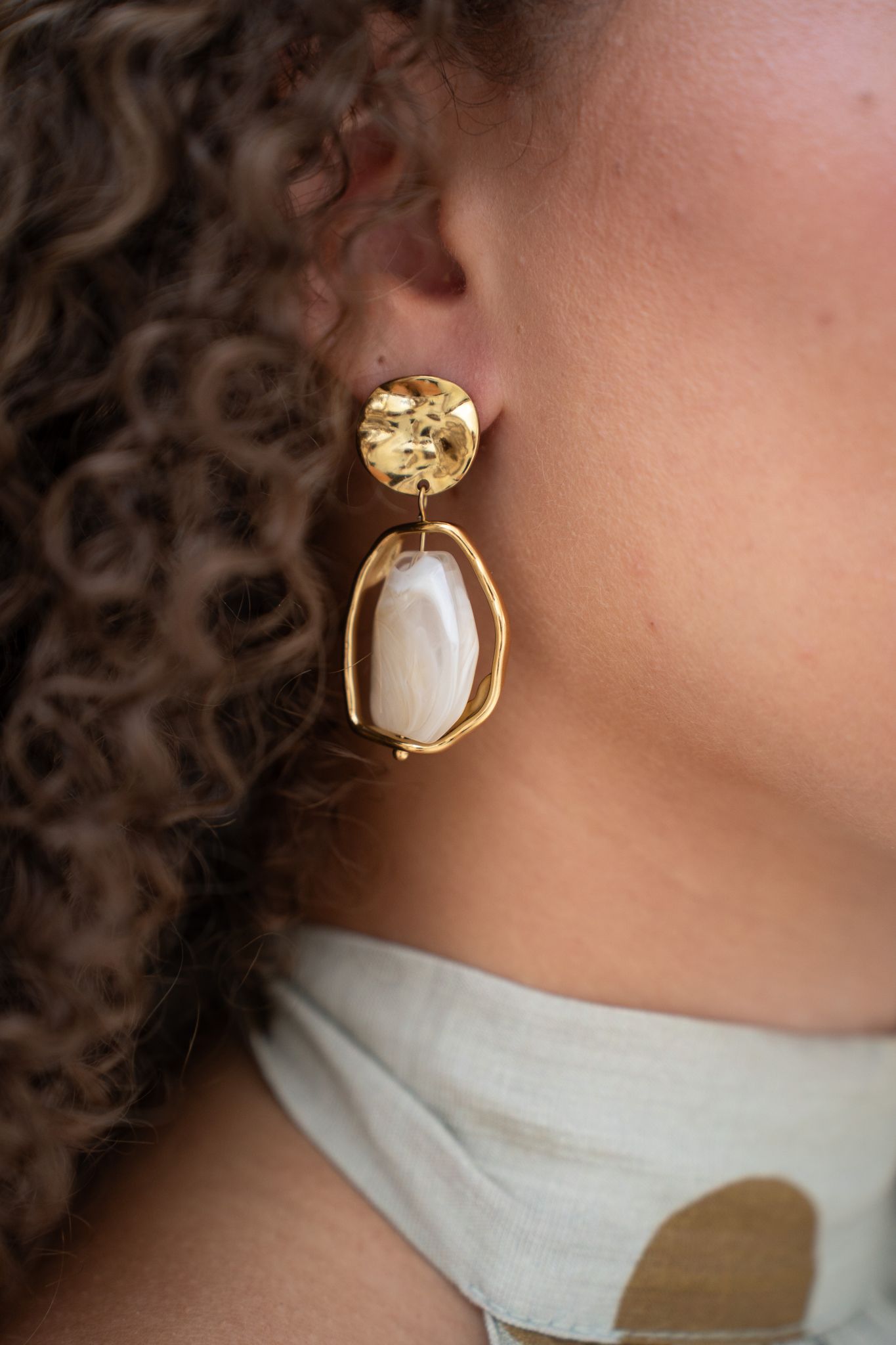 Oorbel goud + parel